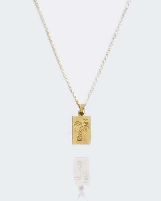Palm tree plate necklace