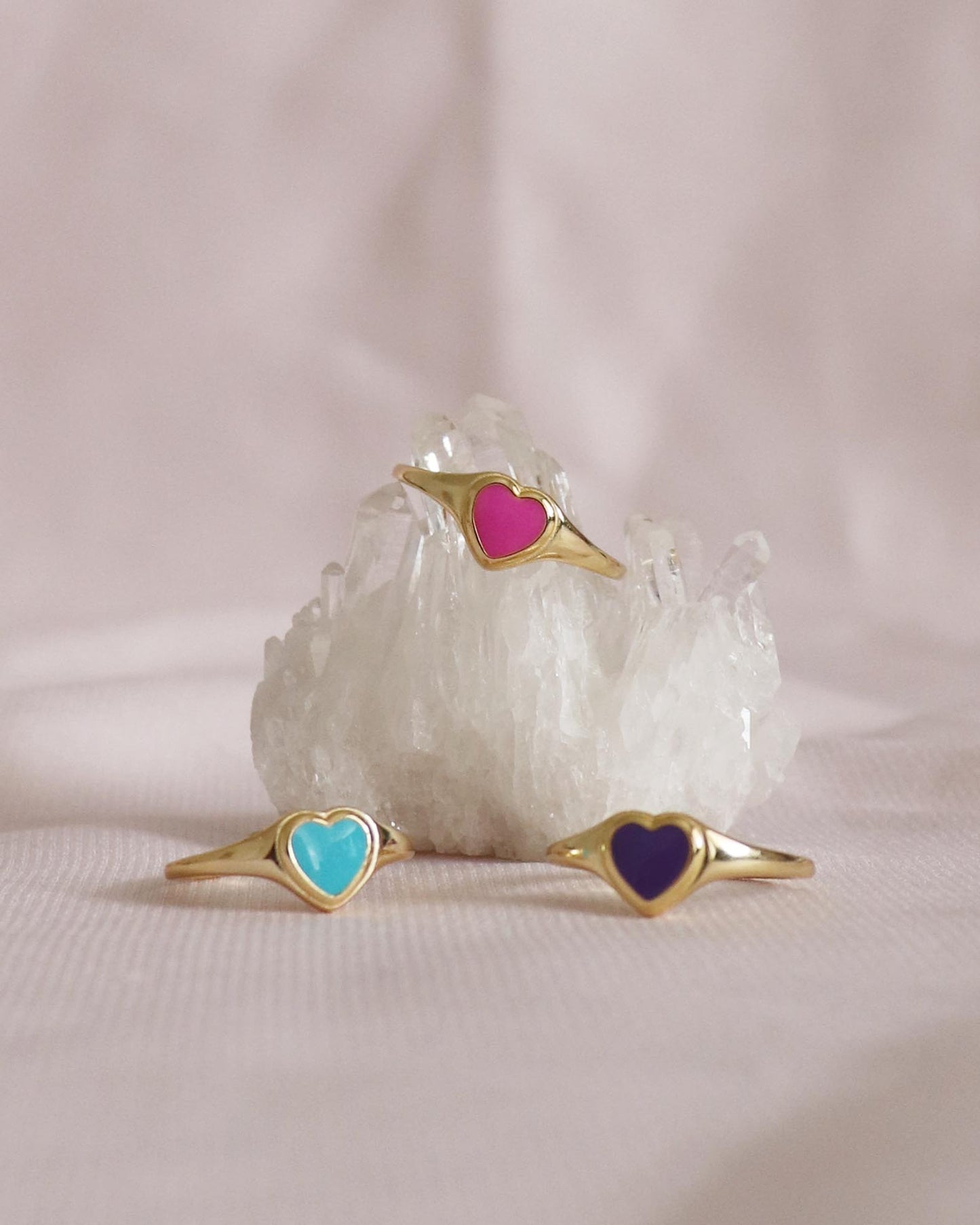 Coloured heart rings